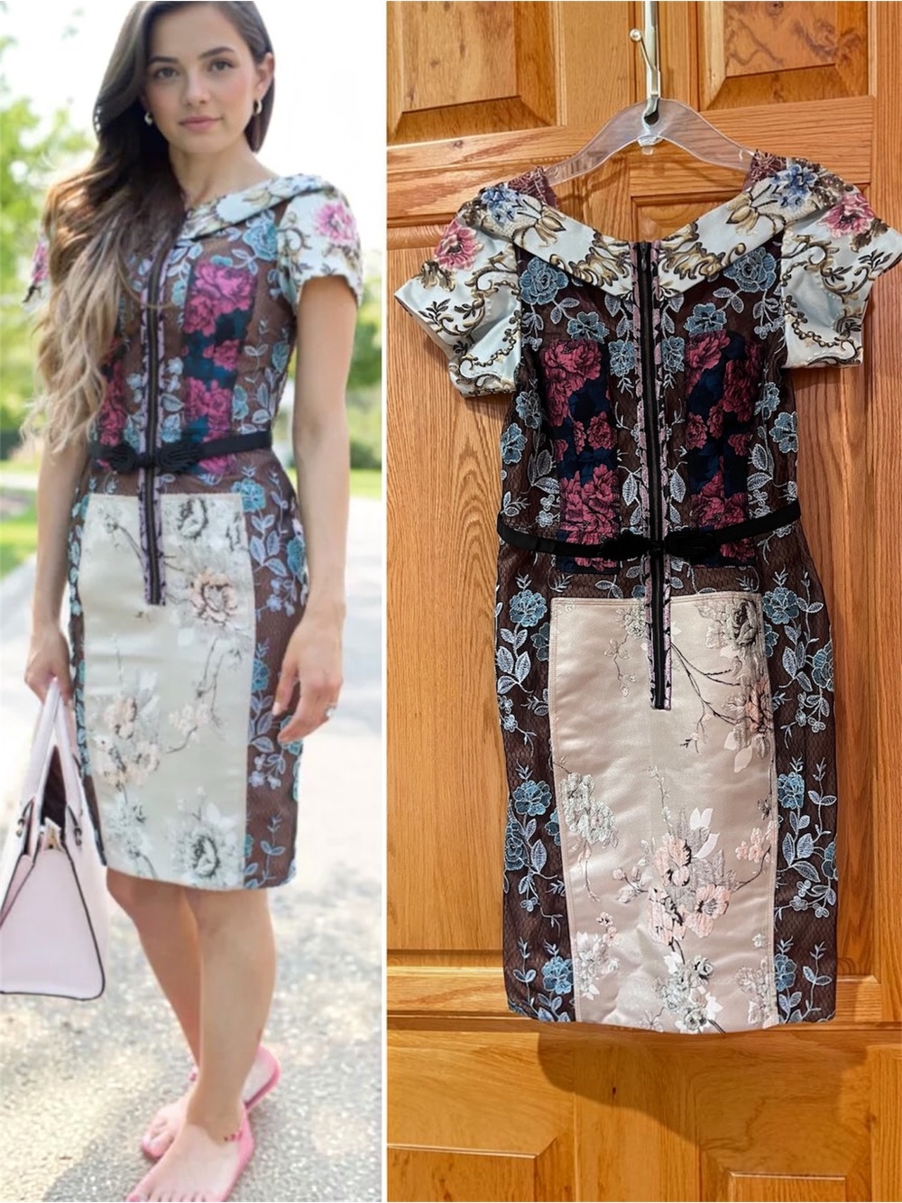 Anthropologie Beguile by Byron Lars Pieced Floral Brocade Sheath Dress Size 4P